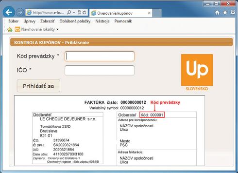 3) Na webe Ak máte prístup na web, kupóny môžete overiť i priamo na našej webovej stránke http://www.ekupon.sk/kontrola/. Stačí uviesť Váš kód prevádzky, Vaše IČO a stlačiť Prihlásiť sa.