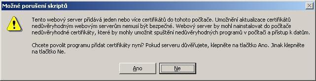 Dialog generování klíče a vytvoření certifikátu Následuje dialog s žadatelem, během něhož dochází ke generování klíče na PC uživatele a jeho uložení do MS CAPI a dále k zaslání podepsaného