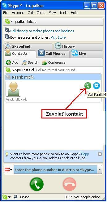 Po pridaní kontaktu sa kontakt objaví v položke Contacts.