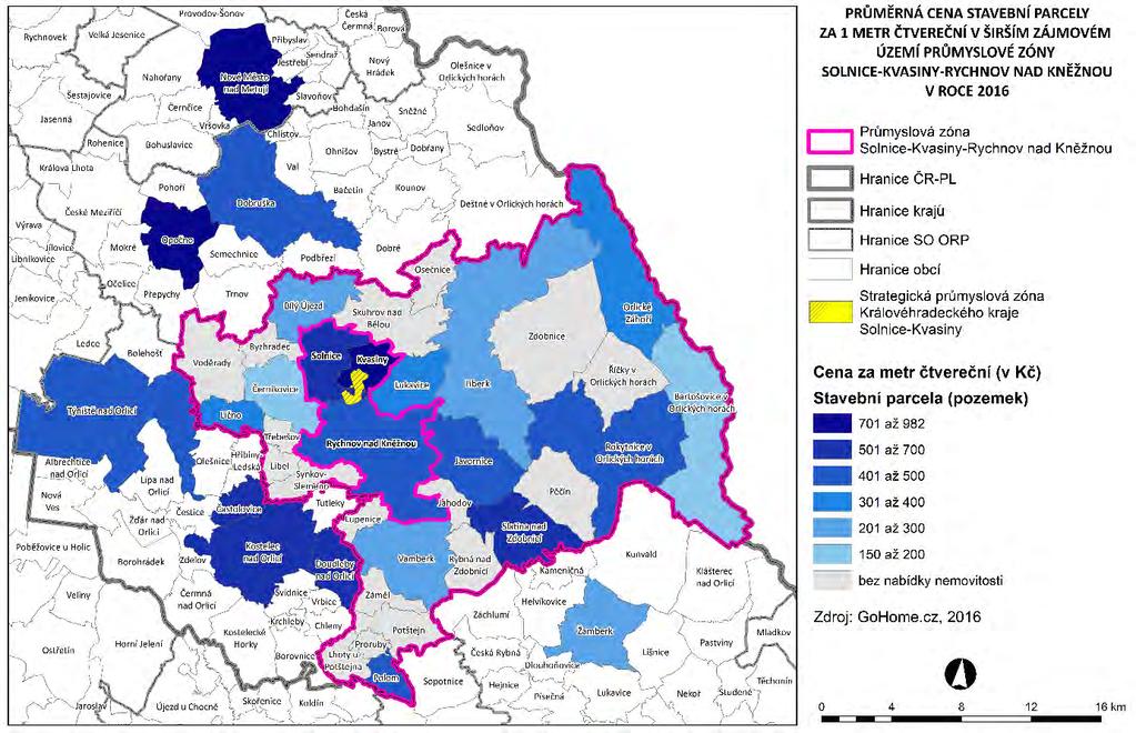 cz; vlastní zpracování Průměrná cena stavební parcely za metr čtvereční v širším