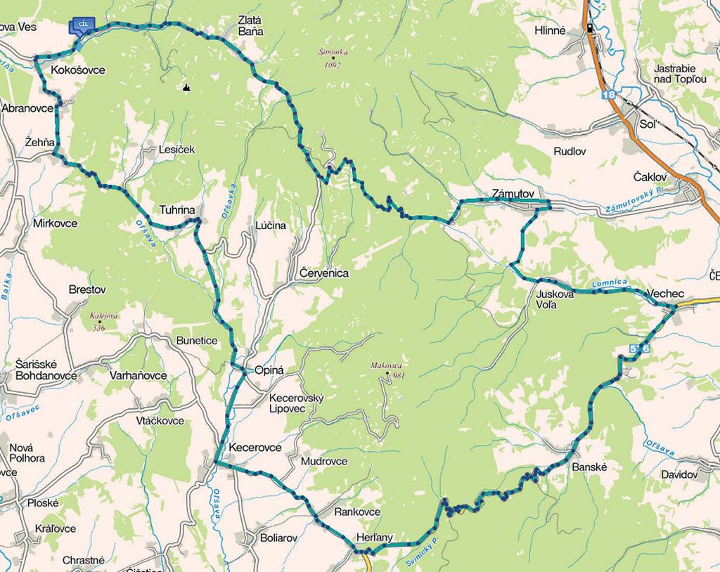 C2B SIGORD ABRANOVCE ŽEHŇA TUHRINA OPINÁ ČERVENICA OPÁLOVÉ BANE ZLATÁ BAŇA SIGORD DĹŽKA TRASY: 38 km PREVÝŠENIE: 830 m OBTIAŽNOSŤ: STREDNE NÁROČNÁ km 0,0 Sigord (OPALEX) km 1,7 Kokošovce vľavo smer