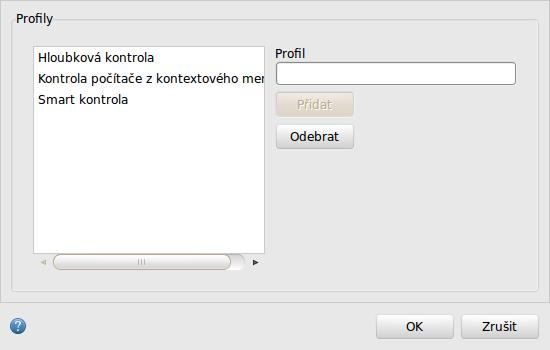 Vytvořit nový profil lze v Nastavení > Zobrazit pokročilé nastavení... > Ochrana > Kontrola počítače a kliknutím Upravit... vedle seznamu současného profilu.