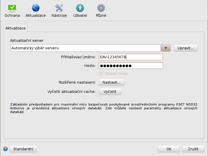 3 Aktualizační úloha Aktualizace lze spouštět ručně klepnutím na nabídku Aktualizovat virovou databázi v okně Aktualizace v hlavním menu. Aktualizace lze spouštět i jako plánované úlohy.