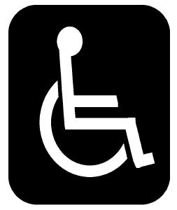 Obr. č. 5.: Piktogram na označenie priestoru pre vozíky na prepravu osôb s telesným postihnutím.