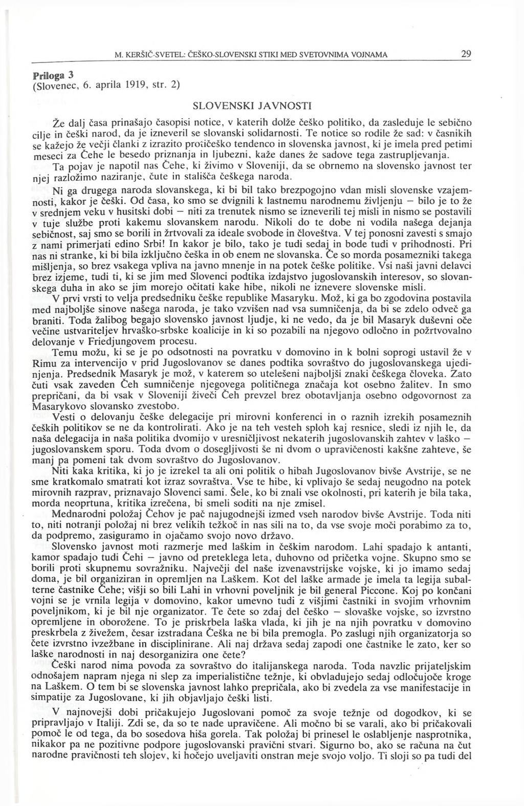 Priloga 3 (Slovenec, 6. aprila 1919, str.