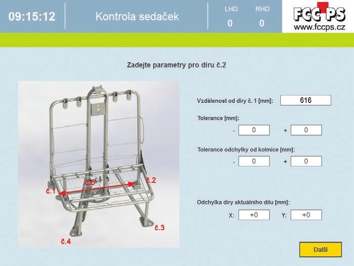 děr v sejmutých obrazech je vypočítána jejich vzájemná vzdálenost.