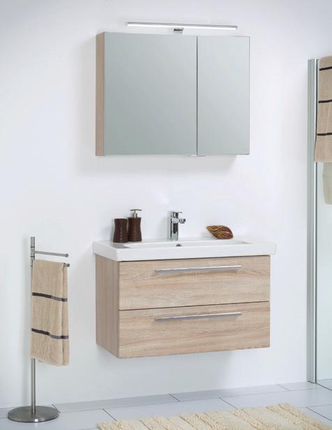 kera.home - Nábytek do koupelny v kombinaci s keramickým umyvadlem, bílé, v šířkách 650 a 850 mm - Zrcadla s