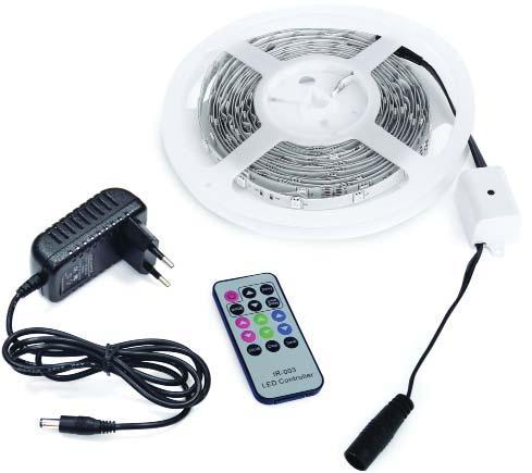 LED pásky a LED lišty w LED pásek IP20, série MARRA COLOUR LID12320 LED pásek IP20 dostupné barvy světla, modrá, zelená, růžová a červená Dodáváno v 5 metrových návinech, opatřeno lepící páskou na