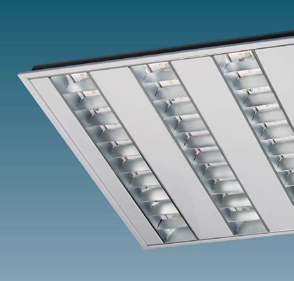 AERRO 4 Recessed ceiling LED luminaires Designed for mounting into panel false ceilings or into plasterboard 600x600mm or 625x625mm Body and frame of extruded aluminium