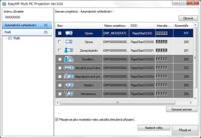 Způsoby připojení 20 b Spusťte plikci Epson iprojection.