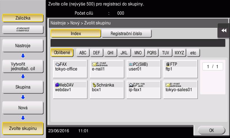 Cíle lze vyhledávat následujícími dvěma způsoby. % [Index]: Cíl se vyhledá pomocí indexu.