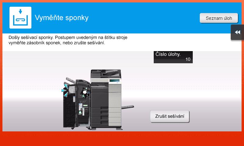 Když se zobrazí hlášení pro doplnění spotřebního materiálu nebo provedení čištění 5.5 5 5.
