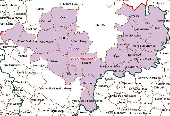 Trosky a Ještěd. Západní část území (region Podkrkonoší) se nachází ve střední části krkonošského podhůří.