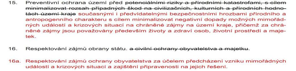 A. Priority územního plánování kraje - čl. 15. 16a. ( čl. 25 PÚR ČR) Rozdílná právní úprava vojenských a nevojenských hrozeb zák. č. 239/2000 Sb.