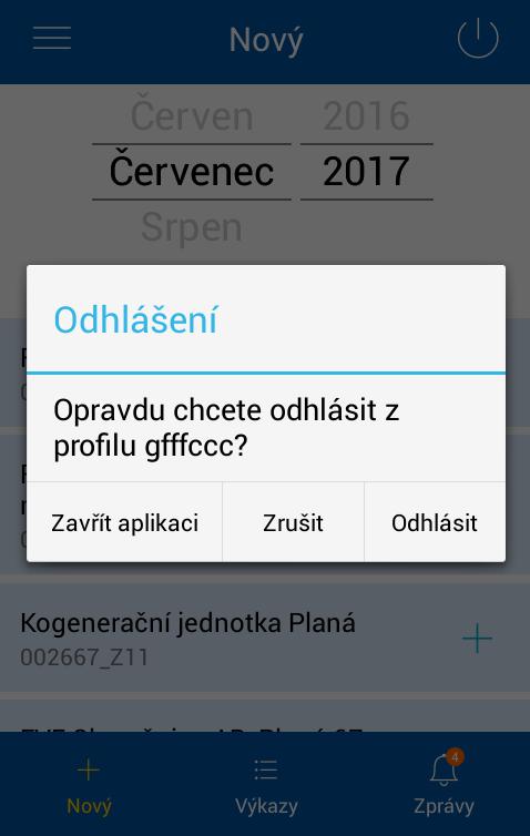 2.2.4 Odhlášení uživatele Z profilu se odhlásíte kliknutím a potvrzením na v pravém rohu na horní liště menu.