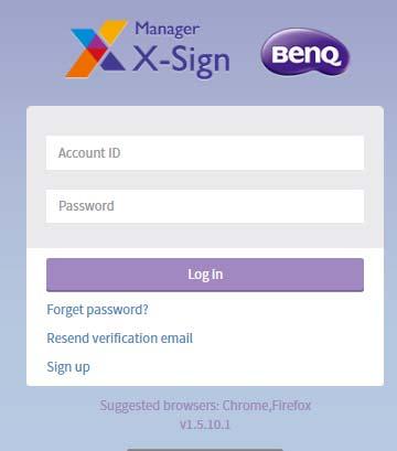Přejděte na web X-Sign Manager: https://x-sign.benq.com.