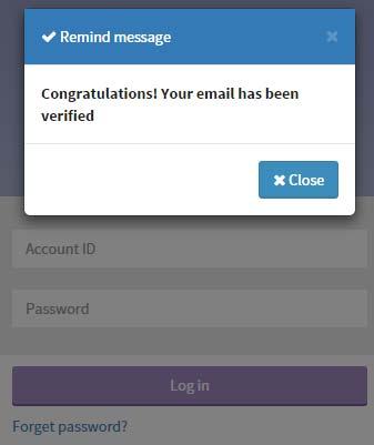 8. Aktivujte účet kliknutím na položku Potvrdit v příchozím e-mailu, E-mail pro ověření člena služby BenQ X-Sign. 9. Oznámení Blahopřejeme!