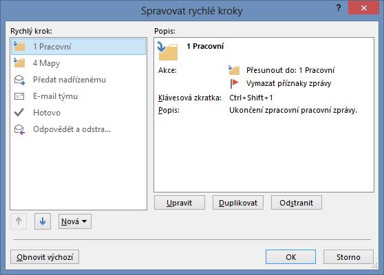 3 Kalendář 33 OBR. 2-14: DIALOGOVÉ OKNO SPRAVOVAT RYCHLÉ KROKY Zásady Nevyžádaná pošta Čištění konverzací Starší poštu můžeme automaticky odstraňovat pomocí zásad.