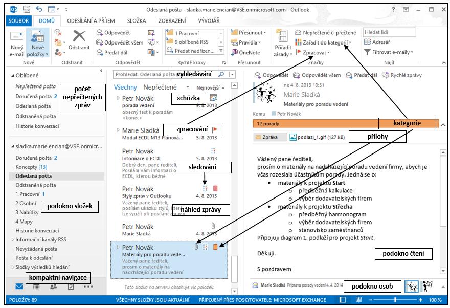 1 K čemu slouží Microsoft Outlook 9 kolinska.eva.encian@vse.onmicrosoft.com.