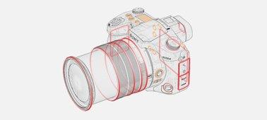 Zoom Assist 25 Pokud během kompozice ztratíte pohybující se objekt ze záběru (zvláště při vysokém přiblížení), stiskněte a podržte funkční tlačítko26,