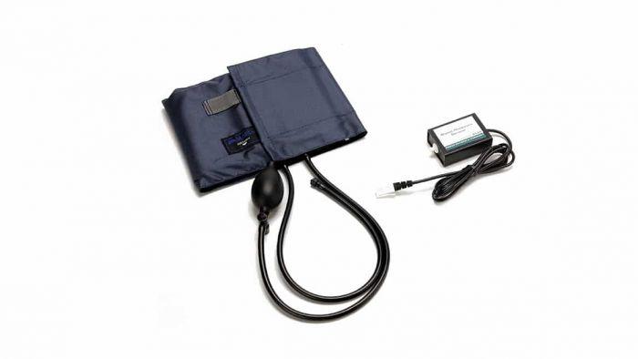 Obr. 3.2: Manžeta a blood pressure sensor [16] Rozmezí tlaků Maximální tlak Přesnost Doba odezvy 0 258 mm Hg 1550 mm Hg ± 1 mm Hg 1 m s Tab. 3.1: Specifikace blood presure sensor [16] 3.