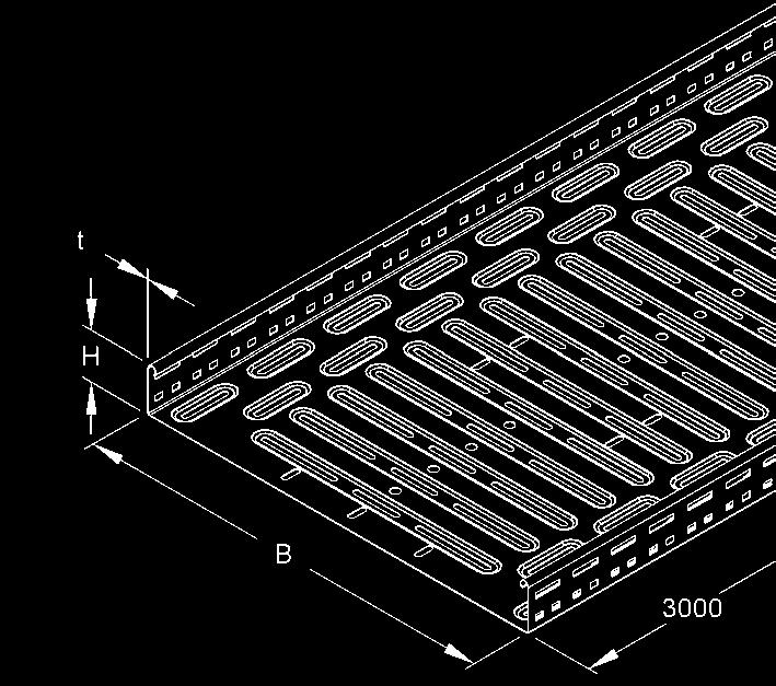 YTÉM KAELOVÝC ŽLAŮ Kabelový žlab děrovaný Tloušťka mat. t RLR 60.500 60 500 0,9 12 LM 6x12 RLR 60.