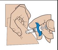 Důležité: Nedotýkejte se jehly předplněné injekční stříkačky! 4.