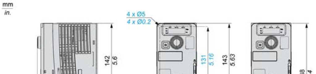 Rozměry frekvenčních měničů v kompaktním (C=Compact) provedení