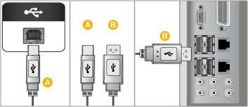 , každý port) (max., každý port) (max., každý port) 1. Pomocí kabelu USB propojte port UP monitoru a port USB počítače.