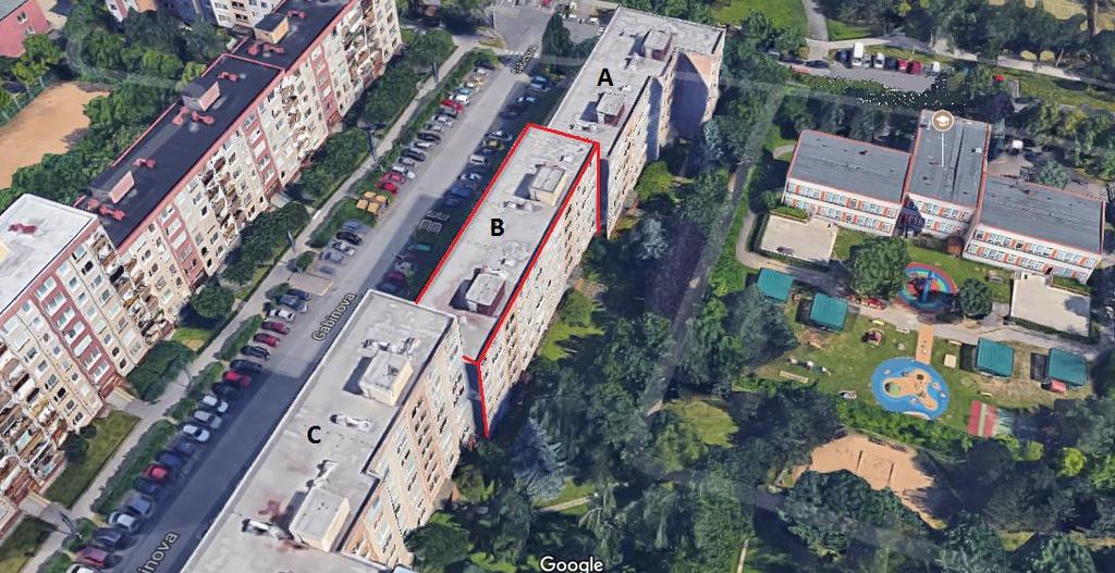 2. OBJEKT 2.1 Popis objektu Návrh je řešen pro část bytového objektu v ulici Gabinova Praha 5-Hlubočepy. Konkrétně je to budova B, viz Obr.2.1. Objekt má jedno podzemní a šest nadzemních podlaží.