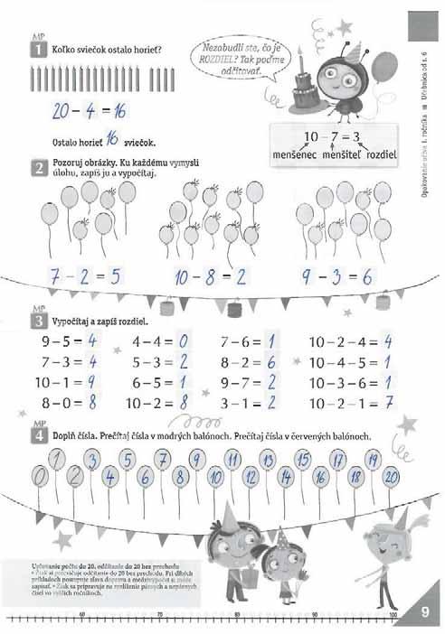 do 20 bez prechodu cez základ 10 Pracovný zošit, 1. 9.