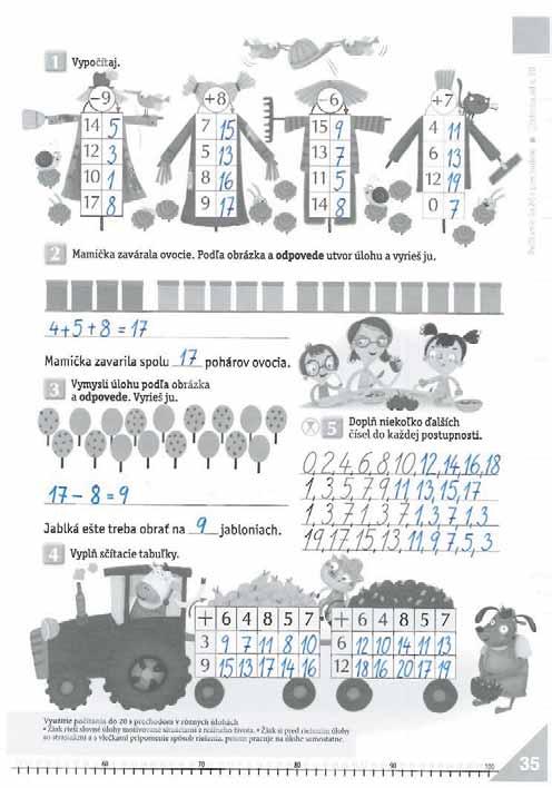 35. strana: opakovanie: ie,, slovné úlohy; pomocné: farby predmetov, : obore do 20 s prechodom cez základ 10/Príklad 1 6 bore do 20 s obore do 20 s prechodom cez základ 10/Príklad 1 6 prechodom cez