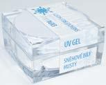 UV GEL EXTRA BÍLÝ 5 g 113 020 149,- 10 g 113 000 259,- 40 g 113 001 690,- UV GEL BÍLÁ PERLEŤ UV gel střední konzistence s přirozeným bílým perleťovým vzhledem, vhodný na F.M.