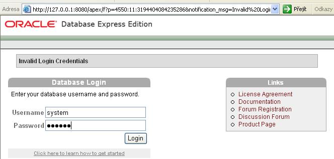 7 Instalace Oracle APEX Z webu společnosti Oracle ze sekce Downloads jsem stáhnul Oracle Database 10g Express Edition. Vybral jsem verzi pro Microsoft Windows.