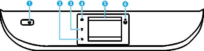 Ovládací panel a kontrolky stavu Přehled tlačítek a kontrolek Následující schéma a s ním související tabulka podávají stručný přehled funkcí ovládacího panelu tiskárny.