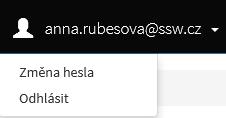 Obrázek 46 Přihlášení Správné přihlášení je rozpoznatelné v pravé části záhlaví stránky, kde se zobrazí Váš e-mail a získáte možnost vytvořit novou žádost