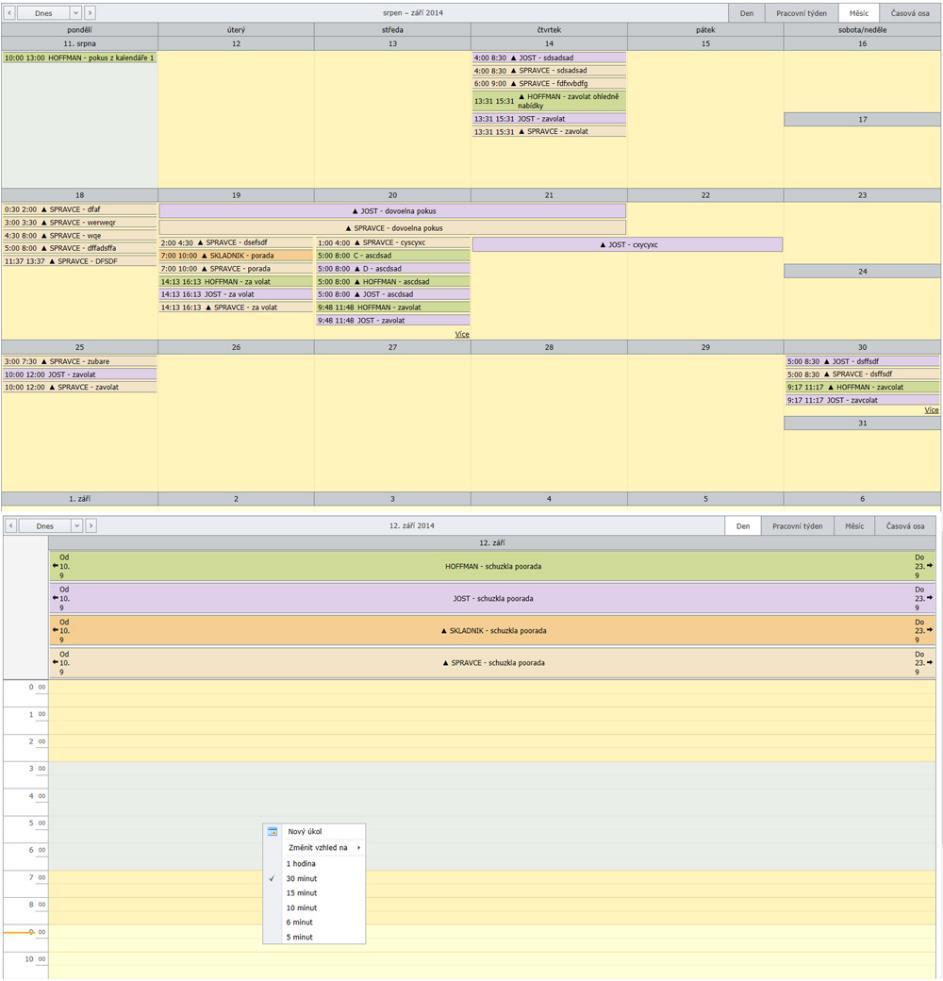 5. Kalendáře Kalendáře slouží k přehlednému zobrazování naplánovaných aktivit uživatelů CRM systému s možností denního, týdenního a měsíčního alendáře.