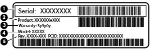 POZNÁMKA: Vaše servisní štítky budou vypadat jako jeden z níže uvedených příkladů. Postupujte podle ilustrace, která nejpřesněji odpovídá servisnímu štítku na vašem počítači.