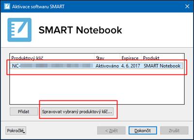 vybraný produktový klíč. 5.