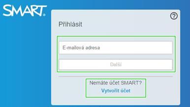 Průvodce připojením k účtu zobrazí informaci a otevře přihlašovací stránku Účtu SMART ve výchozím internetovém