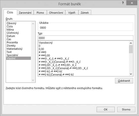 včetně formátů a sešit uložíte, vlastní číselný formát se ze sešitu odstraní. K odstranění vlastního číselného formátu dojde také tehdy, když toto formátování u všech buněk odstraníte dodatečně.