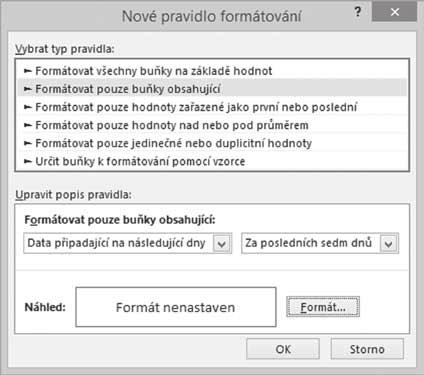 následující dny a v pravém seznamu volbu Minulý měsíc. Toto formátování se může měnit samo od sebe podle toho, jak budete v následujících dnech sešit otvírat. Obrázek 3.