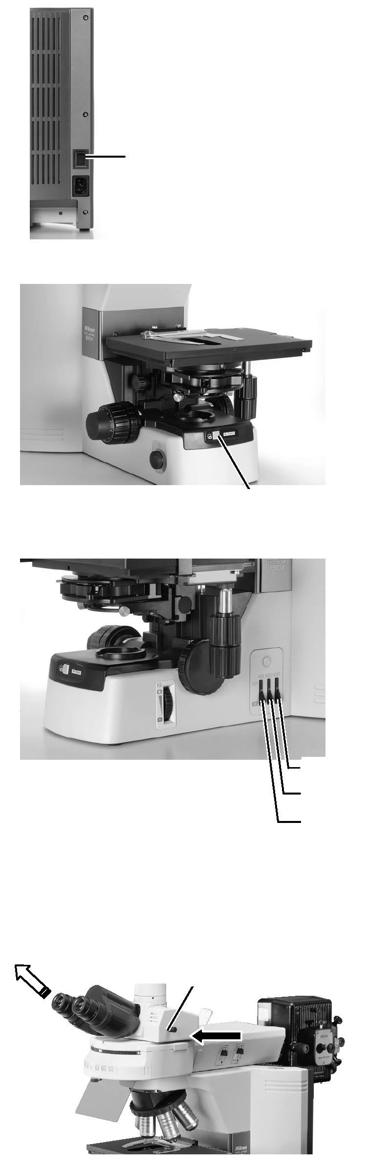 2.3 Mikroskopování ve světlém poli 1. Zapněte mikroskop. Hlavní vypínač přepněte do polohy I 2. Stiskněte tlačítko obnovení nastavení. Stiskněte tlačítko obnovení nastavení 3.
