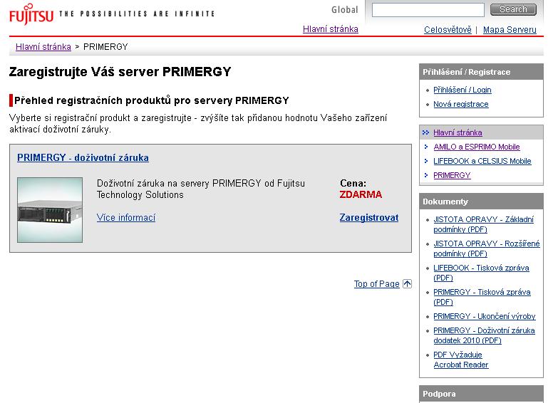 Doživotní záruka www.zatorucim.cz Za to ručím! Registrace záruk na produkty od společnosti Fujitsu.