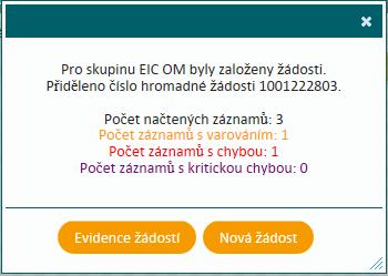 Po kliknutí na tlačítko dialogové okno: se provede odeslání žádosti do IS PDS a zobrazí se Uživatel může pokračovat: přechodem na kontrolu odeslaných žádosti v části nebo zadáním další žádosti