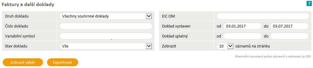 4 Faktury a další doklady Všechna data evidence dokladů jsou určena pouze k prohlížení, bez možnosti jejich úpravy.