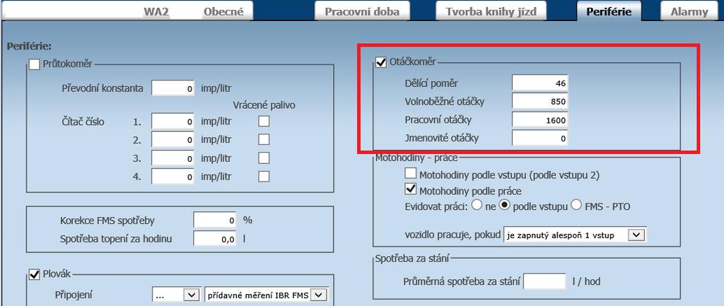 otáčky motoru a sledovat tak, zda například stavební stroj skutečně pracuje nebo je