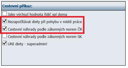 ) Uživatel je upozorněn na skutečnost, že při přechodu hranic řidičem není něco v pořádku v nabídce. Ručně vložené přechody hranic jsou zohledněny v podkladech pro diety. 5.