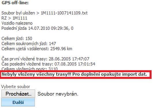 server. Pokud je soubor příliš velký, vyzve Vás průvodce k opakování importu.