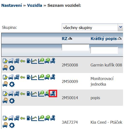 6.2.8 Vozidla Naměřené hodnoty PHM Funkce Naměřené hodnoty PHM, která vypíše naměřené údaje z čidel pro